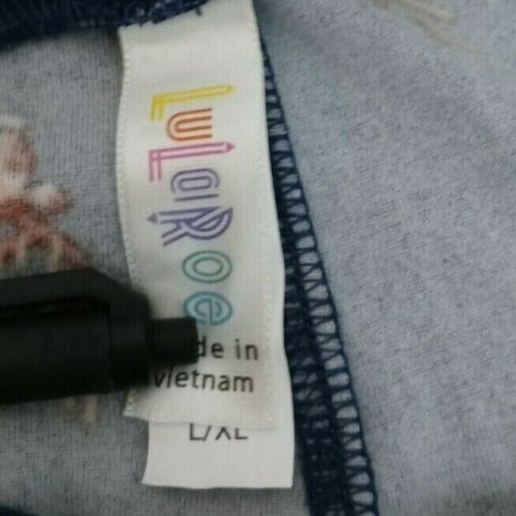 New LuLaRoe Leggings Blue With Light Brown Deer Design Kids Size L/XL - Picture 6 of 6